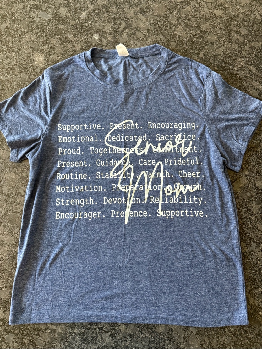 Women's Blue Graphic Short-Sleeve Crewneck Tee Supportive Words Design NWOT